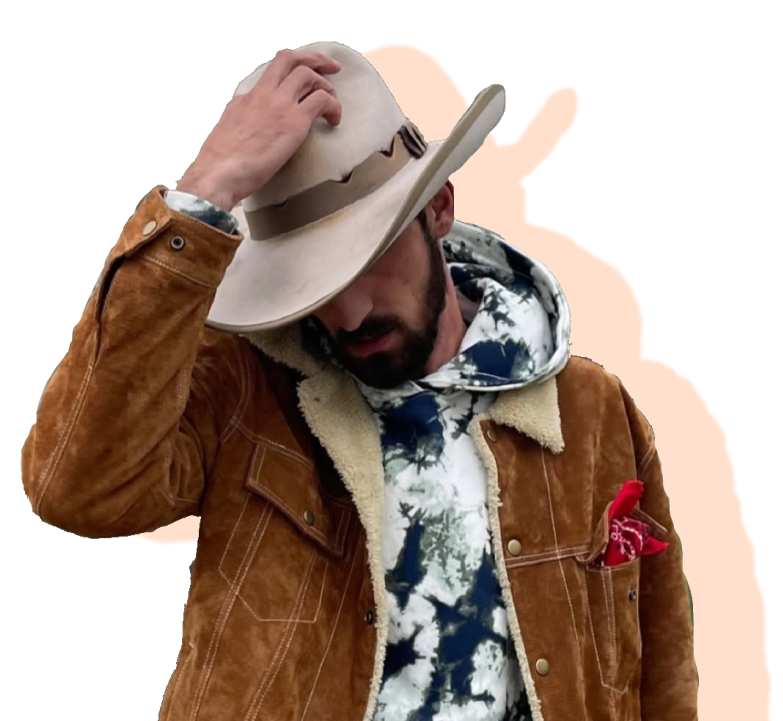 Hugh "The Duke" Glass tipping his cowboy hat